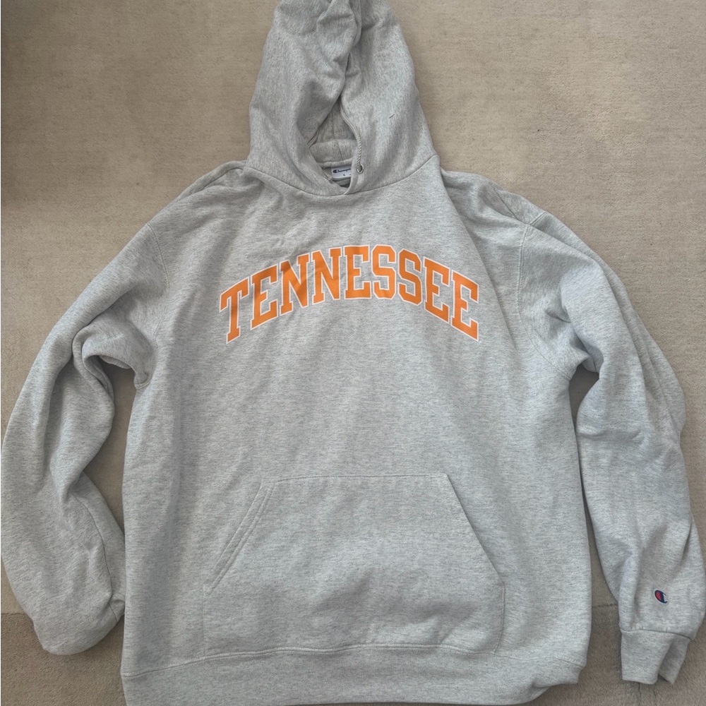 Champion University of Tennessee Oatmeal Gray Hoodie with Orange Tennessee Print